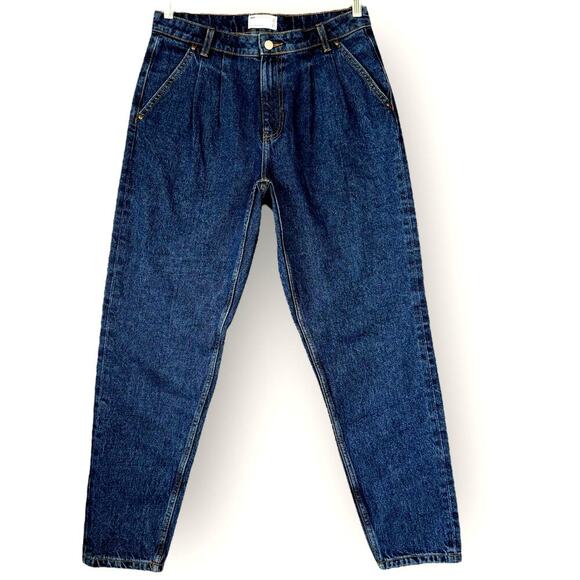 ASOS Design Double Pleats Tapered Leg Dark Blue Washed Jeans Men Size W31 - Picture 1 of 13